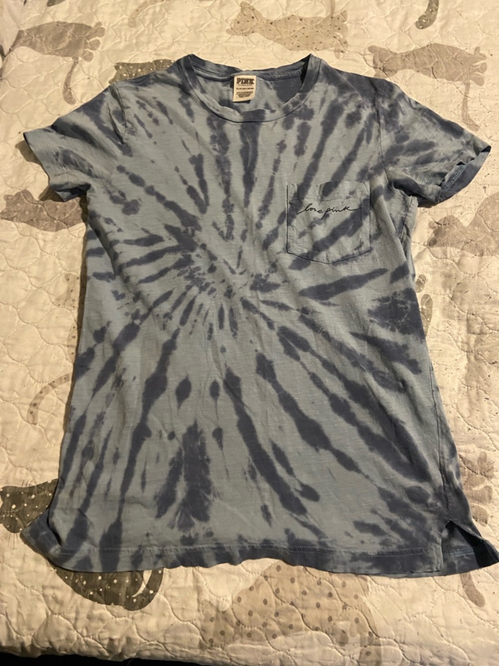 PINK Blue Tie-Dye Campus Tee
